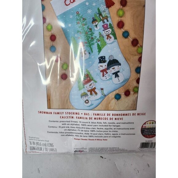 Dimensions Needlecrafts Snowman Family Stocking  Counted Cross Stitch Kit NEW - Picture 4 of 5
